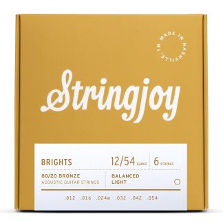 Stringjoy Brights Light 80/20 Bronze Acoustic Guitar Strings (12-54 Gauge)