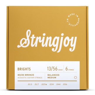 Stringjoy Brights Medium 80/20 Bronze Acoustic Guitar Strings (13-56 Gauge)