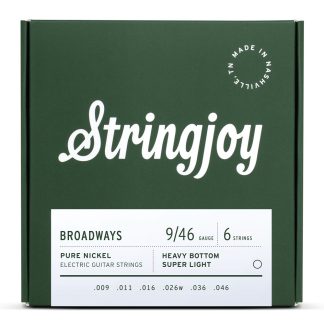 Stringjoy Broadways Heavy Bottom Super Light Pure Nickel Wound Electric Guitar Strings (9-46 Gauge)