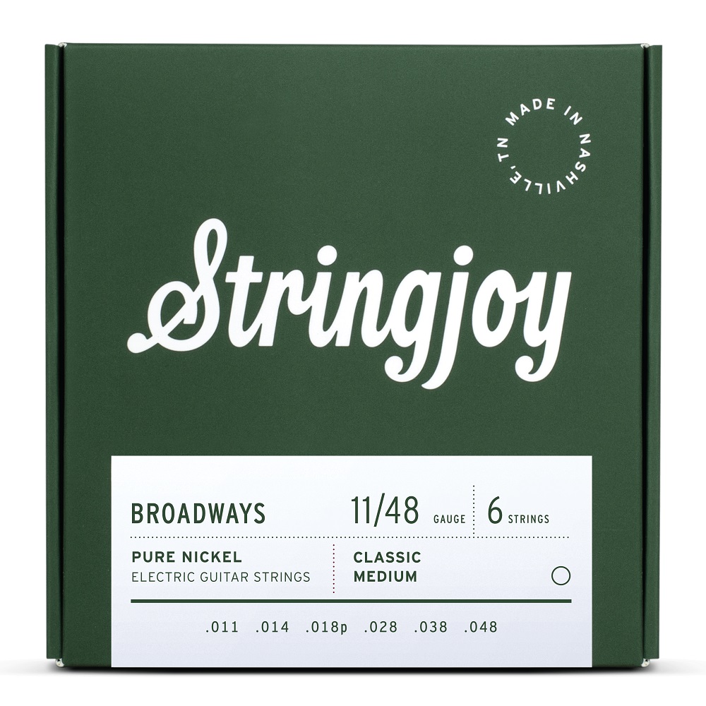 Stringjoy Broadways Classic Medium Pure Nickel Wound Electric Guitar Strings (11-48 Gauge)